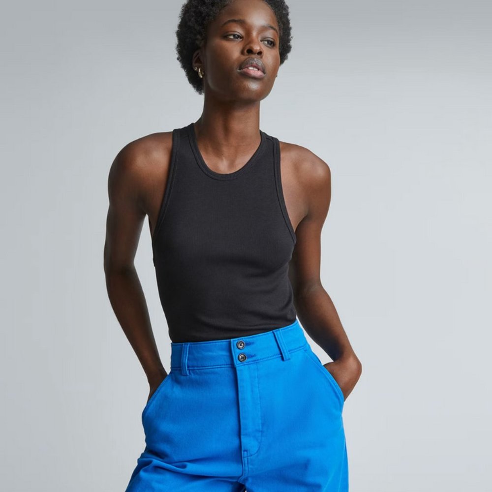 Everlane The Supima Micro-Rib Racerback Tank - Black